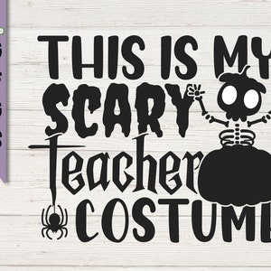 Casual everyday fall teacher Halloween outfit costume featuring a graphic scary  teacher tee, loose str…