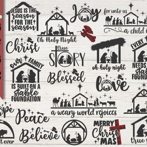 Christmas bundle svg, nativity svg, religious bible quotes, christian family shirt design, svg file for cricut, free commercial use