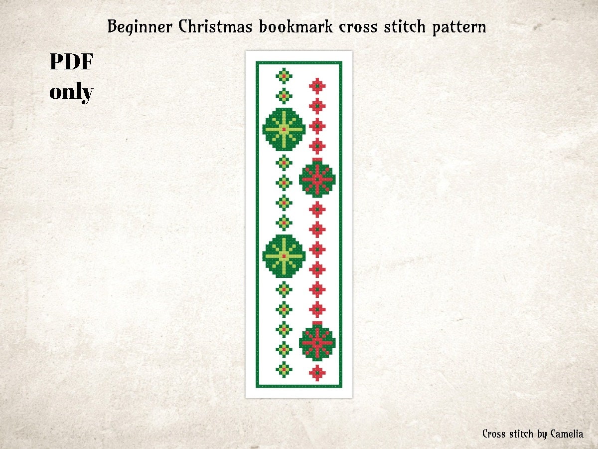 Christmas bookmark cross stitch pattern counted cross stitch Etsy