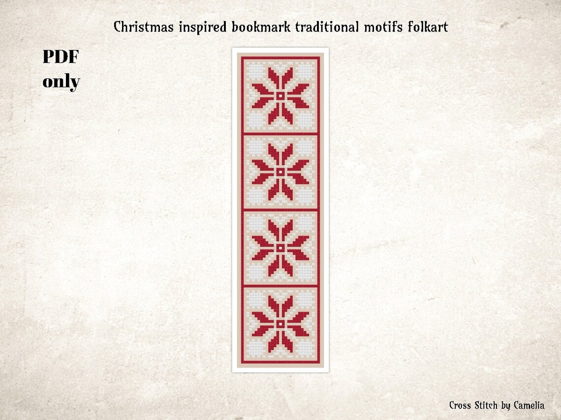 Christmas bookmark cross stitch pattern counted cross stitch Etsy