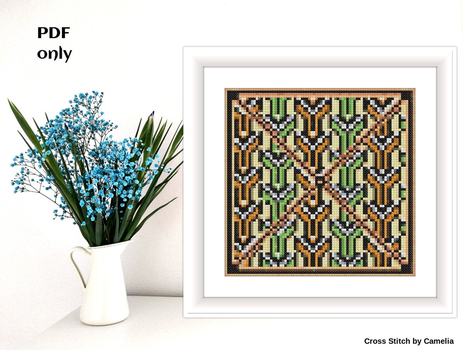 Art Deco cross stitch pattern PDF chart PDF download modern Etsy