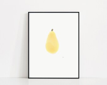 Pear Fruit Watercolor | Minimal Printable Wall Art | Printable Modern Art | Fruit Watercolor Art | Digital Download | Pear