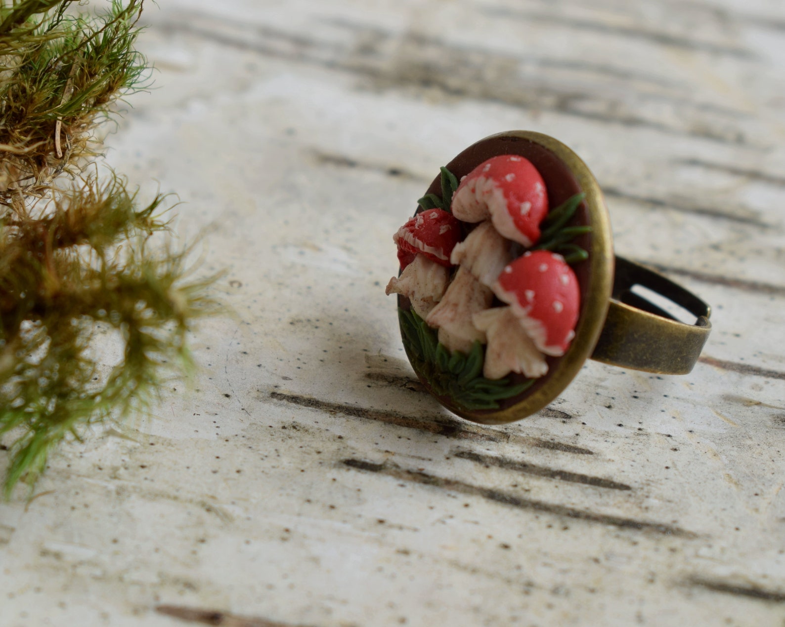Red Mushroom Adjustable Ring Bold Jewelry for Women and Etsy