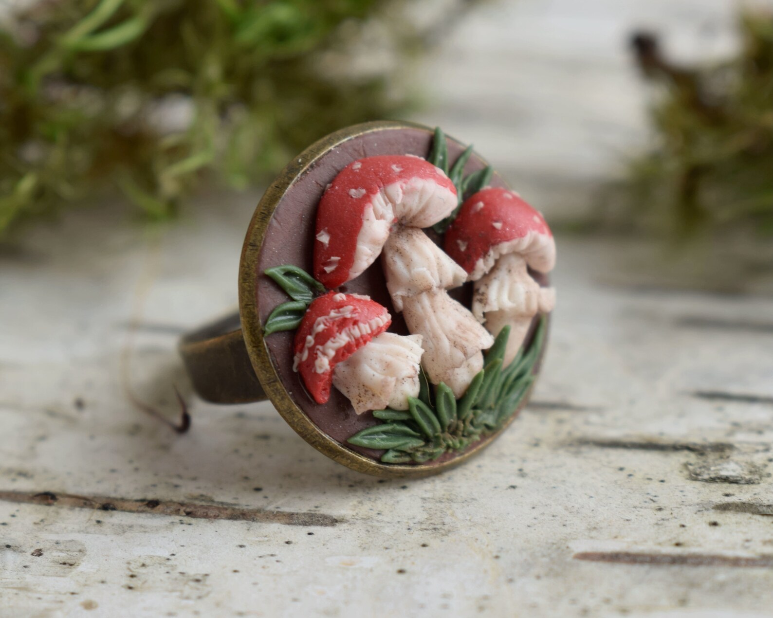 Red Mushroom Adjustable Ring Bold Jewelry for Women and Etsy