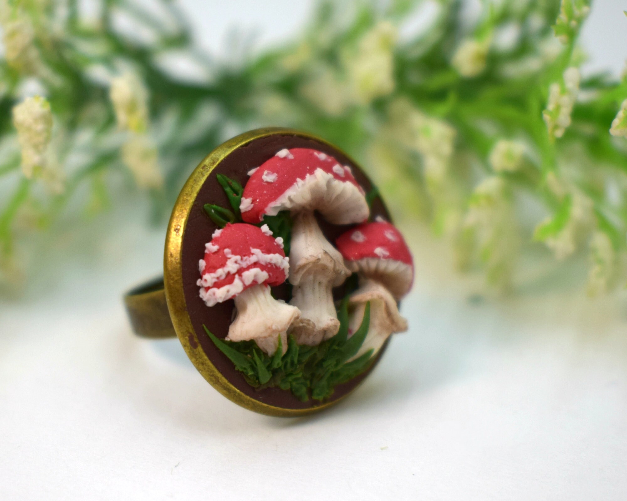 Red Mushroom Adjustable Ring Bold Jewelry for Women and Etsy