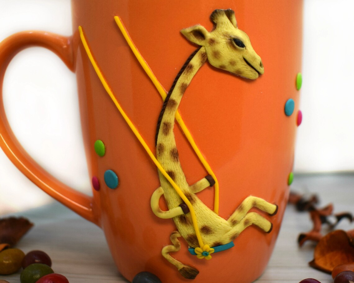 Giraffe Coffee Pottery Mug for Animal Lovers Crazy Ciraffe Etsy