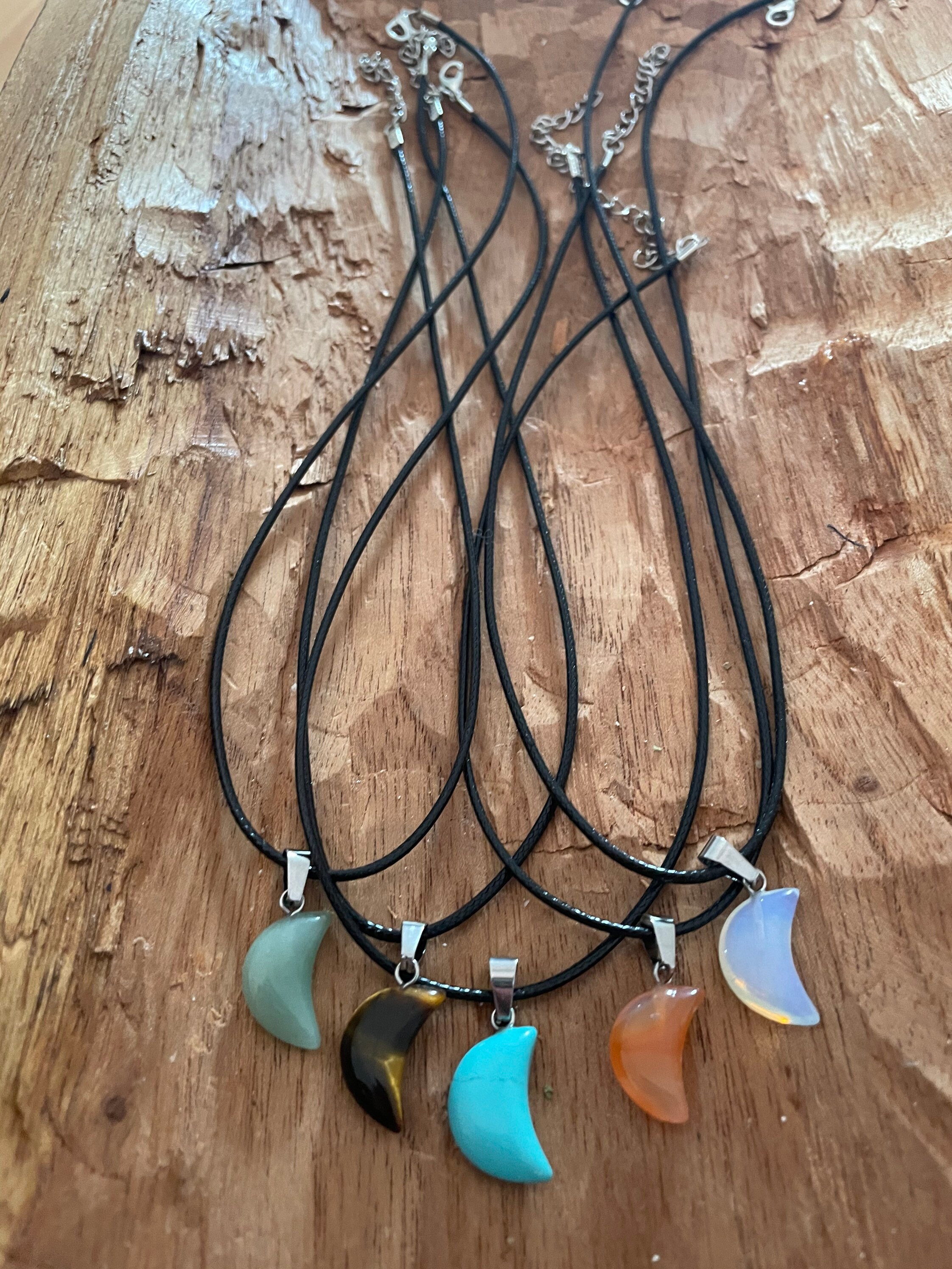 Gemstone moon necklace moon necklace gemstone jewellery Etsy