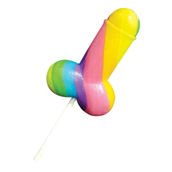Rainbow Cock Pop | Novelty Sweet Gifts For Men or Women | Rude Willy Shaped Lollipop | Naughty Fun Gifts