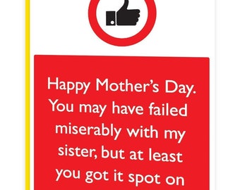 Funny Mother's Day Card 'Sister Spot On With Me' | from son or daughter | brother or sister | cheeky