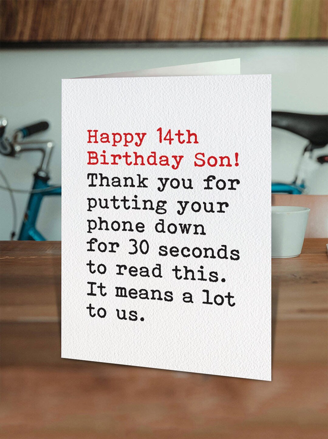 Funny 14th Birthday Card for Son Cheeky Son Cards