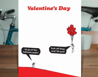 Official Modern Toss Valentine's Day Card | For Girlfriend Boyfriend | Partner Wife Husband | Cheeky Valentines Card | Let Go Of Balloons