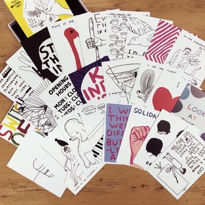 Official David Shrigley Postcards Gift Boxed - 24 Designs (Set 1) | 24 Postcards by the renowned artist David Shrigley | Gift for Art Lovers