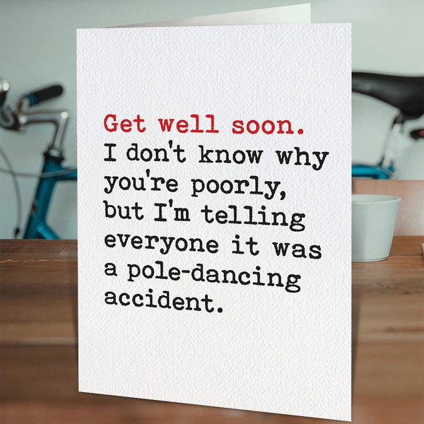 Funny Get Well Soon Card For Woman | Get Better Soon Cards for Her Women | Mate Friend Colleague | Pole Dancing Accident