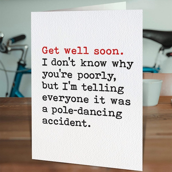 Funny Get Well Soon Card For Woman | Get Better Soon Cards for Her Women | Mate Friend Colleague | Pole Dancing Accident