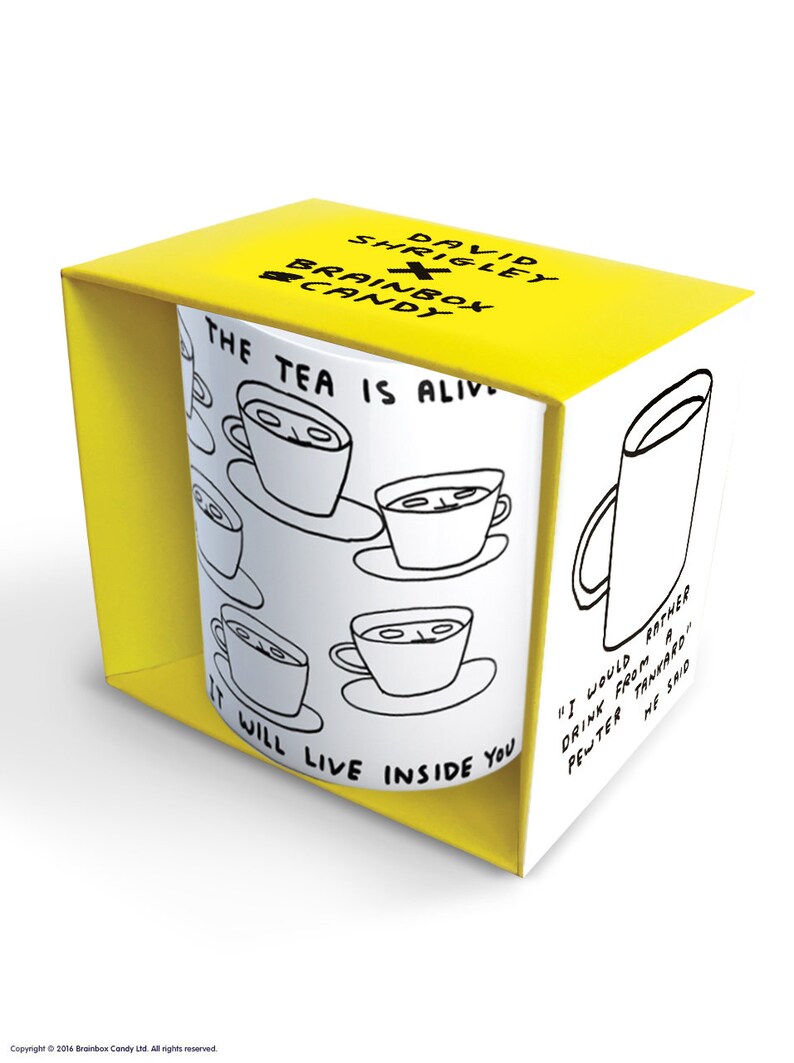 David Shrigley the Tea is Alive Boxed Mug Funny Quirky Gift Etsy