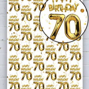 Emballage cadeau pour 70e anniversaire Pour Lui Elle Ami Hommes Femmes Maman Papa Nan Grand-père Tante Oncle Papier cadeau pour 70e anniversaire image 6