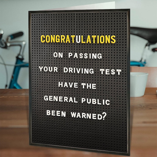 Funny Passed Driving Test Congratulations Card | You Passed Your Test Cheeky Card | Have The Public Been Warned?