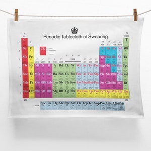 Modern Toss Funny Tea Towel | Fun Birthday Gift for Friend Colleague Boyfriend | Husband Wife | Rude Periodic Tablecloth of Swearing T-Towel