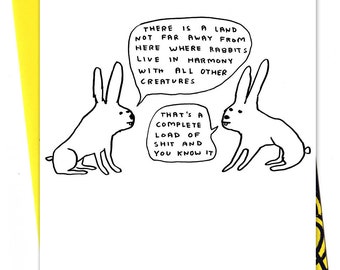 Official David Shrigley Card | Funny Birthday Cards | Offensive Cards For Him Her | Friend Mate Bestie | Live In Harmony