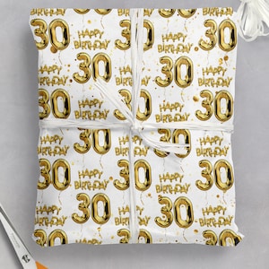 30th Birthday Gift Wrap | For Him Her | Friend Mate Bestie | Son Daughter | Men Women | Wrapping Paper For 30th Birthday