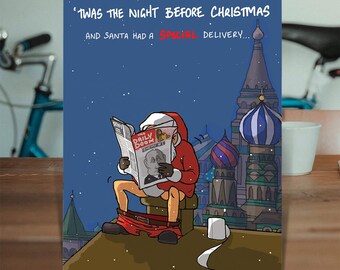 Funny Christmas Card | For Him Her | Friends Mates | Hilarious Alternative Xmas Cards | Putin Joke Card | Santa's Special Delivery for Putin