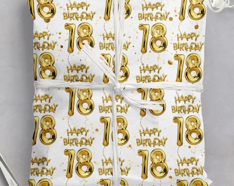 Papier cadeau 18e anniversaire | Pour Garçon Fille | Meilleure amie, meilleure amie | Fils Fille | Neveu nièce | Papier cadeau pour 18 ans