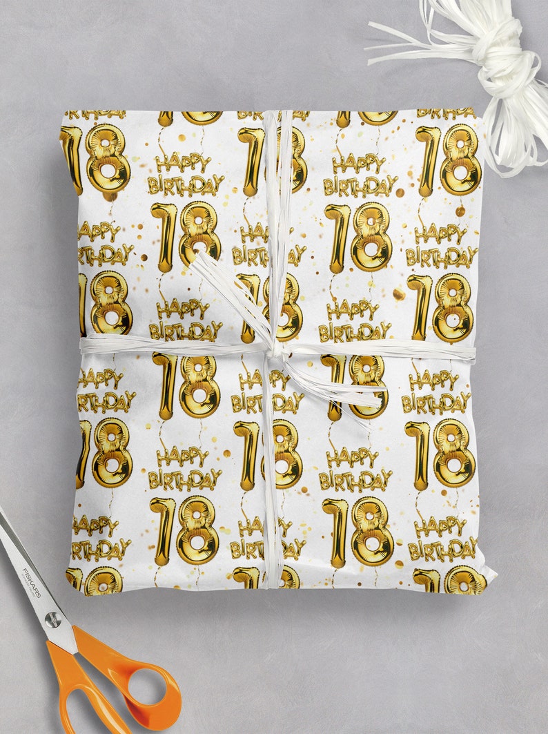 18th Birthday Gift Wrap For Boy Girl Friend Mate Bestie Son Daughter Niece Nephew Wrapping Paper For 18th Birthday image 1