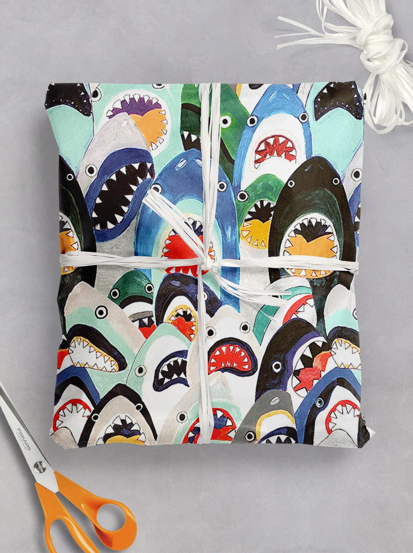 Cute Sharks Birthday Gift Wrap for Boy Girl Friend Bestie Etsy
