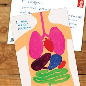 Official David Shrigley Postcard | For Him Her | Husband Wife | Friend Colleague | Shrigley Art Print | I Am Very Human