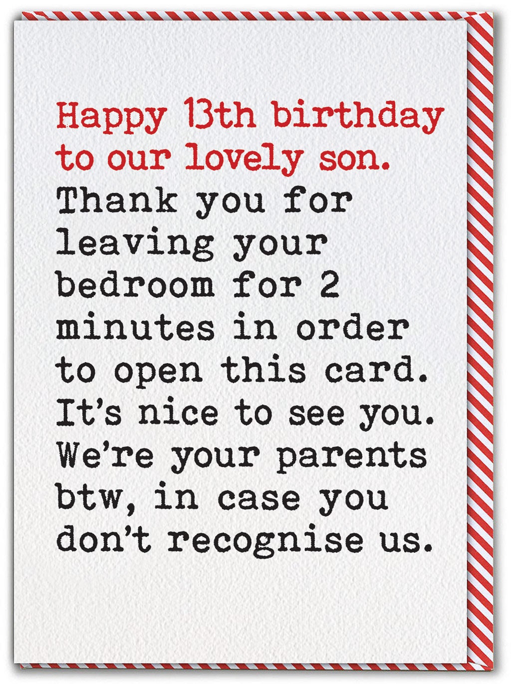 Funny 13th Birthday Card for Son Cheeky Son Cards | Etsy