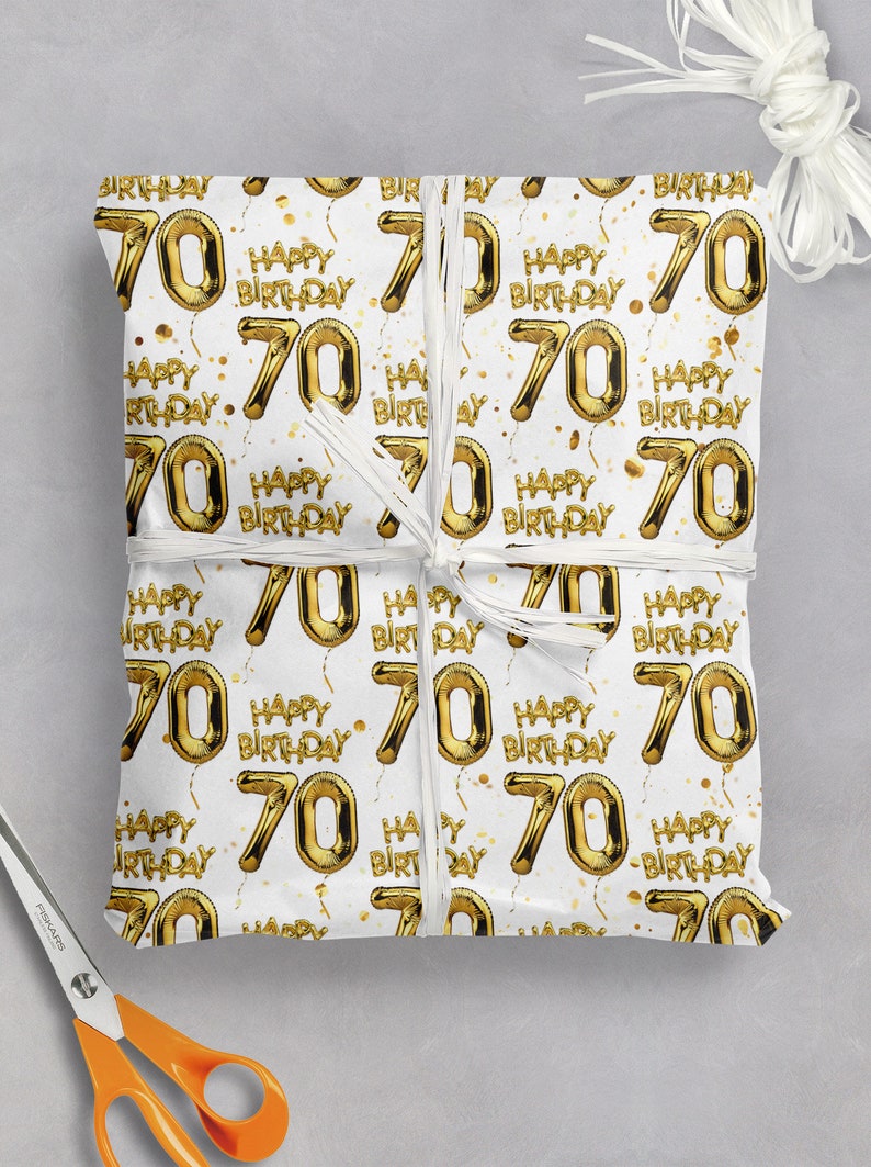 Emballage cadeau pour 70e anniversaire Pour Lui Elle Ami Hommes Femmes Maman Papa Nan Grand-père Tante Oncle Papier cadeau pour 70e anniversaire image 1