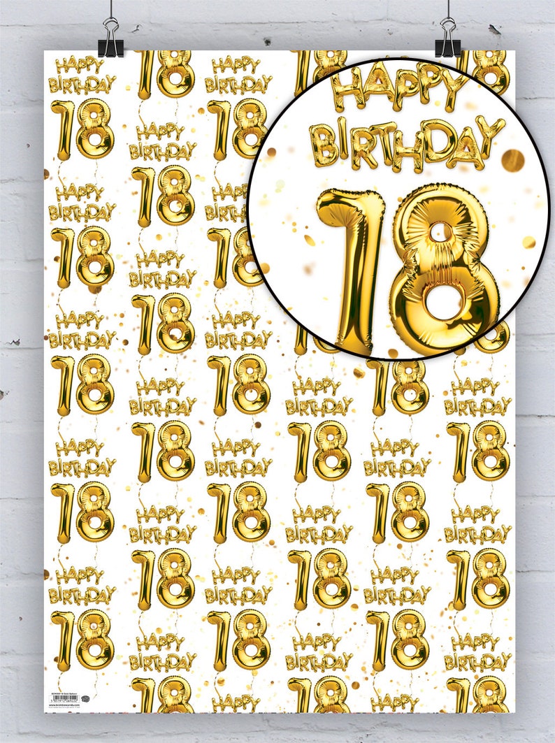 18th Birthday Gift Wrap For Boy Girl Friend Mate Bestie Son Daughter Niece Nephew Wrapping Paper For 18th Birthday image 6