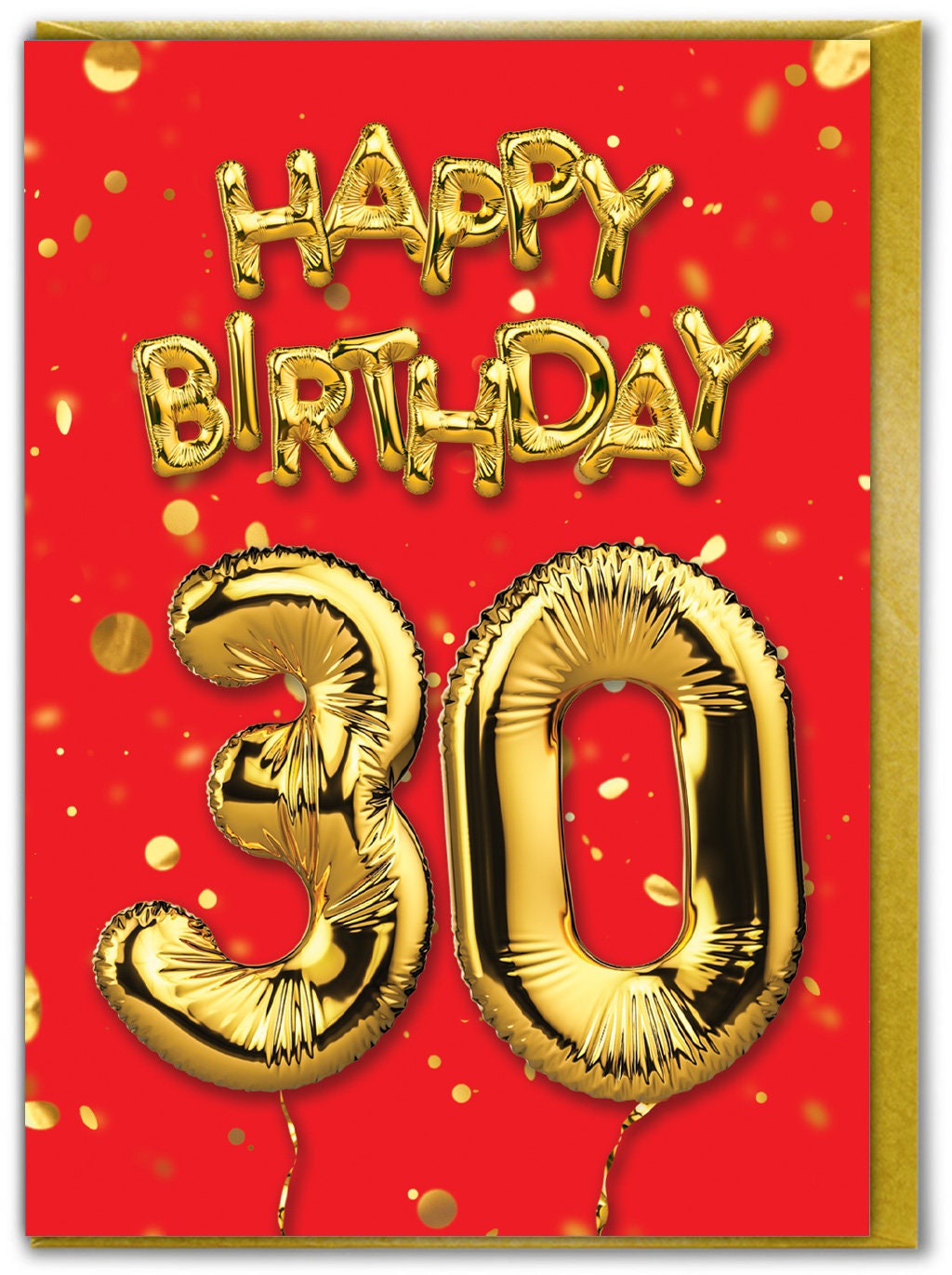 30th Birthday Gold Foil Balloon Card Red For Women Men Him Etsy