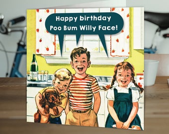 Funny Cards for Men Women | Funny Birthday Cards For Him Her | Rude Birthday Card for Mate Friend Brother Sister | Poo Bum Willy Silly Card