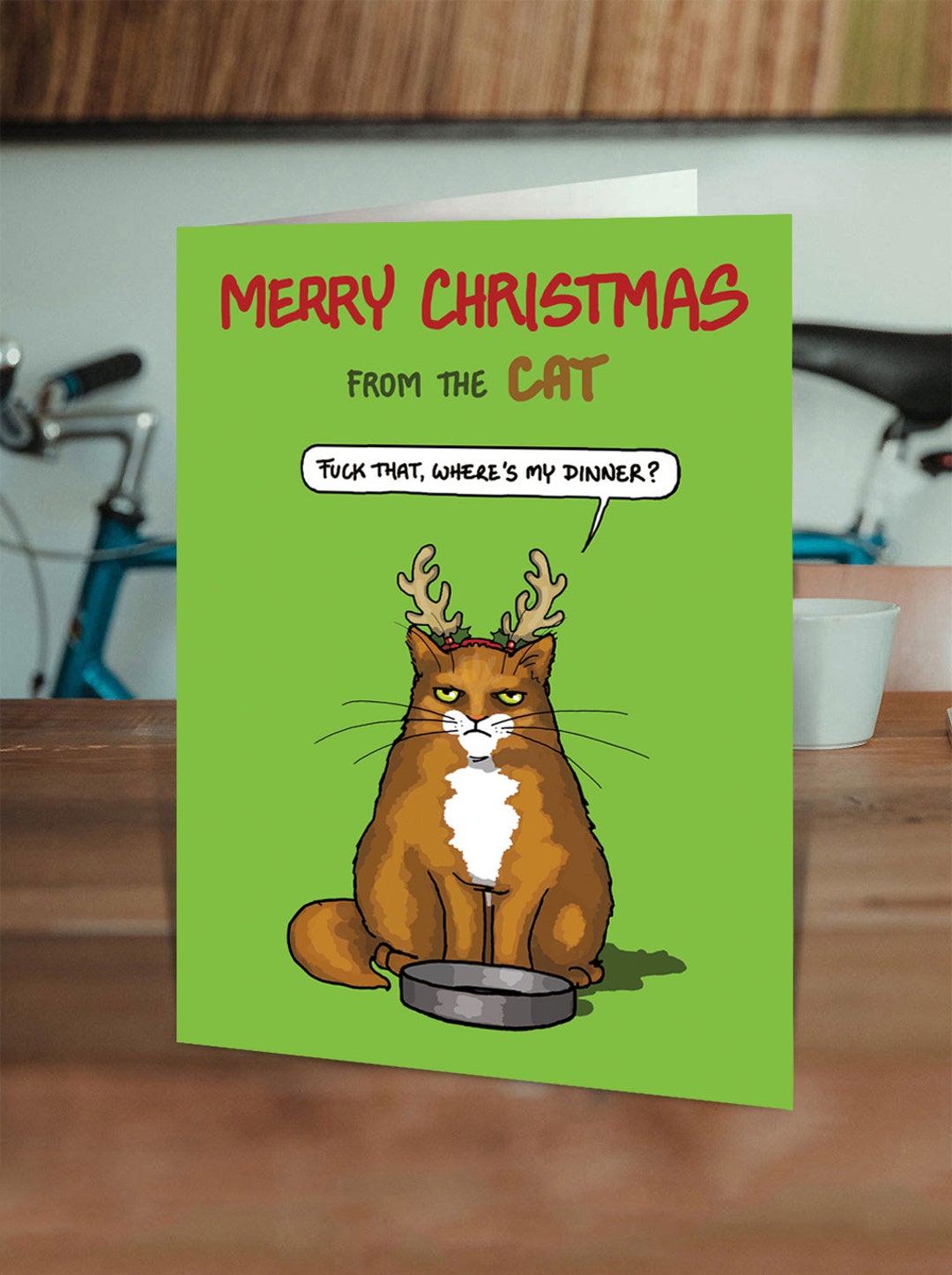 Funny Christmas Card From the Cat Cheeky Xmas Cards for Him Her Men