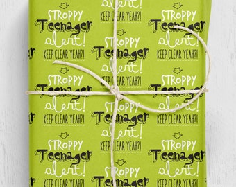 Funny Birthday Gift Wrap For Stroppy Teenagers | For Teenage Boy or Girl | Son Daughter Niece Nephew | Wrapping Paper For 13th Birthday