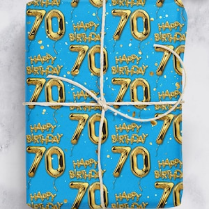 70th Birthday Gift Wrap | For Him Her | Friend | Men Women | Mum Dad Nan Grandad | Aunt Uncle | Wrapping Paper For 70th Birthday