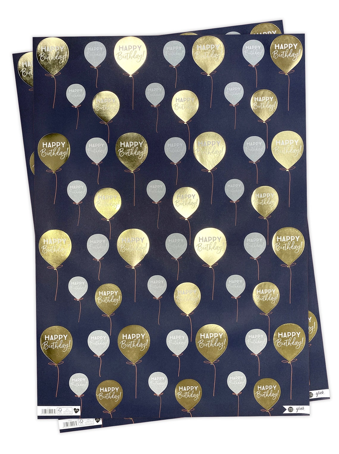 Gold Foiled Balloons Birthday Wrapping Paper For Him Men Boy Etsy