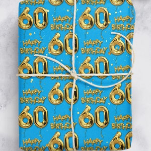 60th Birthday Gift Wrap | For Him Her | Friend Mate Bestie | Men Women | Mum Dad Nan Grandad | Wrapping Paper For 60th Birthday