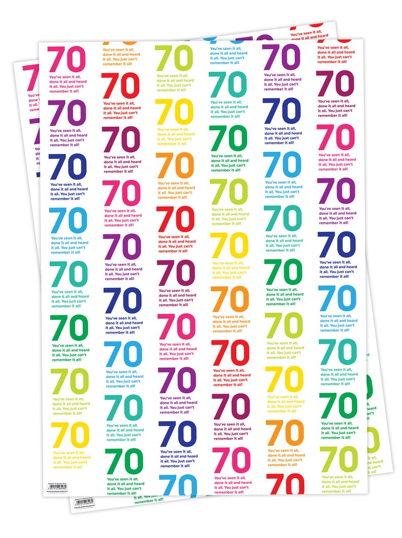 Mum Dad Nan Grandad Friend Aunt Uncle Wrapping Paper For 70th Birthday Funny 70th Birthday Gift Wrap Men Women For Him Her
