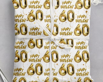 60th Birthday Gift Wrap | For Him Her | Friend Mate Bestie | Men Women | Mum Dad Nan Grandad | Wrapping Paper For 60th Birthday