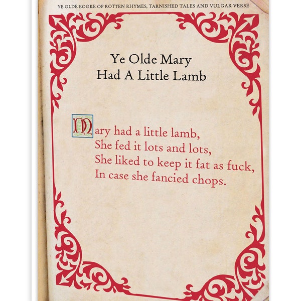 Mary Had A Little Lamb Birthday Card | funny rude | offensive inappropriate | For him her | brother sister | friend | colleague