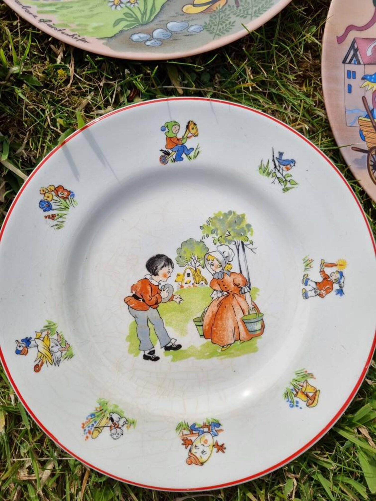 4x vintage nursery plates Staffordshire and deutshe Etsy
