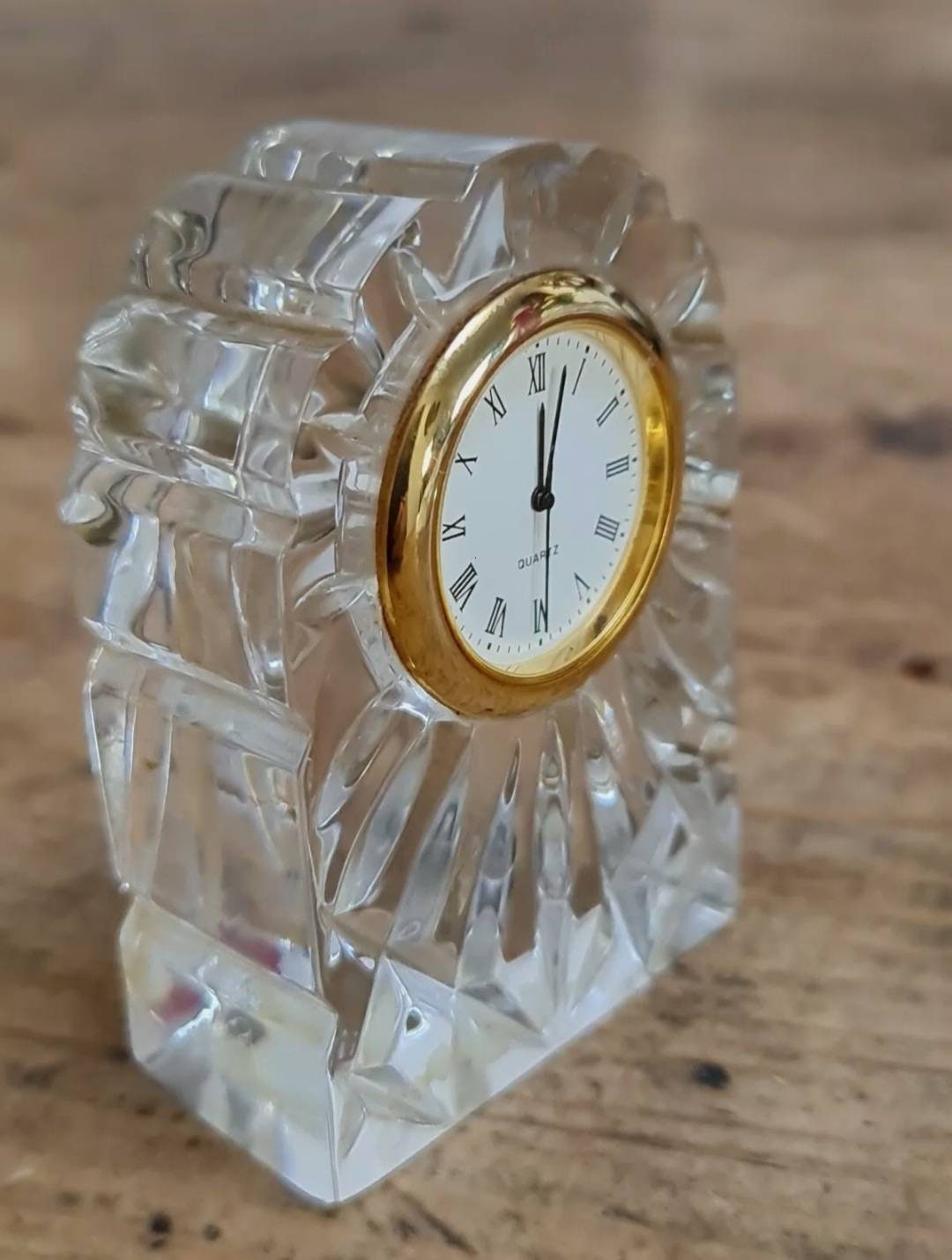 Small vintage bohemian crystal mantle clock Czech Republic Etsy