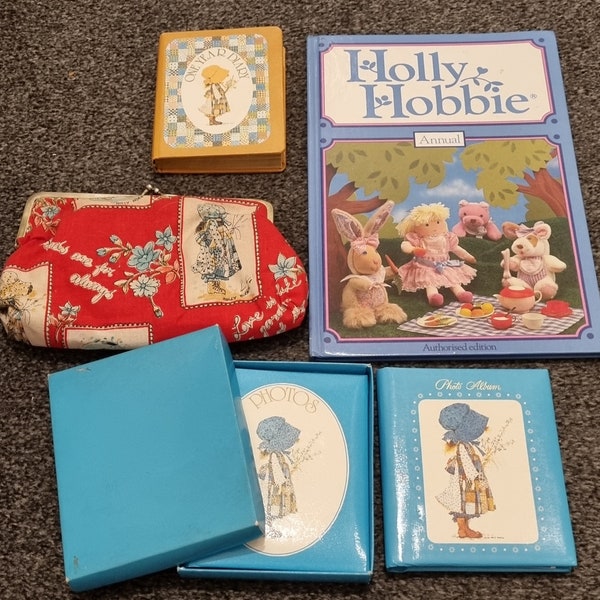 This vintage Holly Hobbie lot includes two photo albums, a diary, annual (1990)
