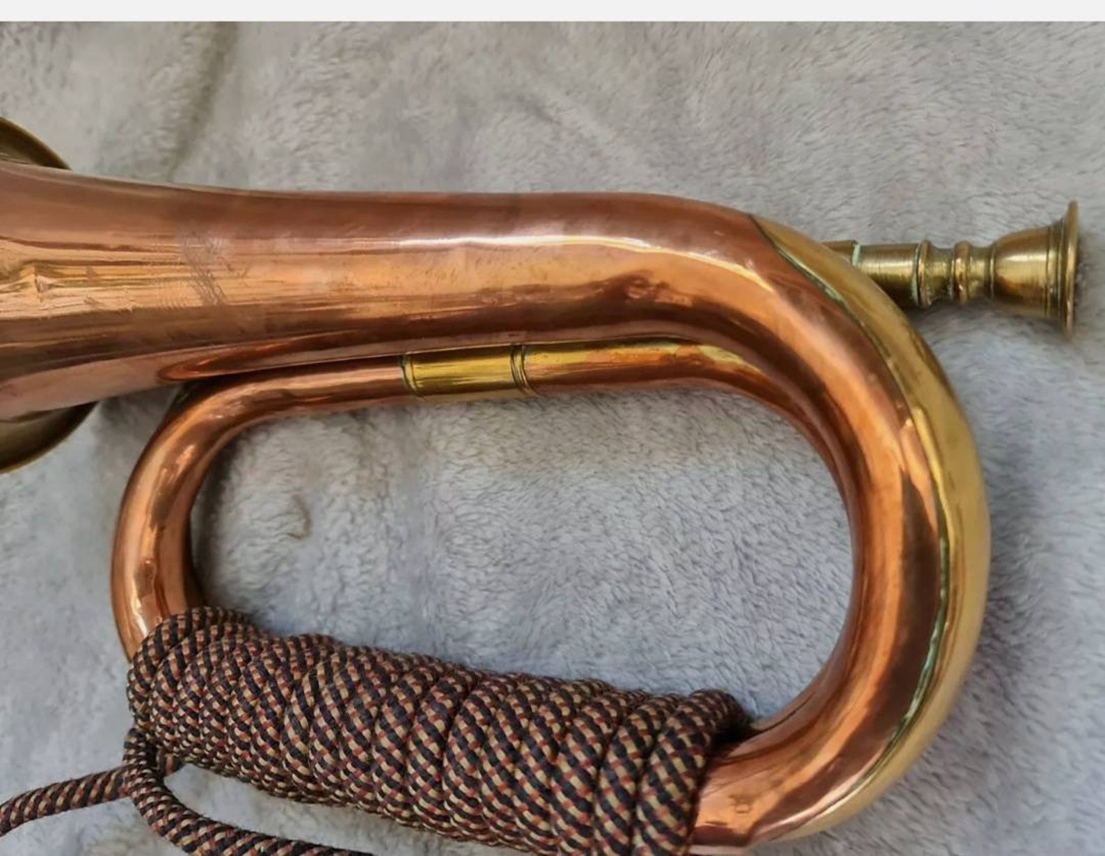Vintage brass Bugle 28cms L ropes are possibly welsh Etsy