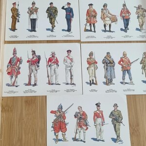 Vintage Postcards military soldies uniforms regiments x5 Souvenir Antique Collectable Card