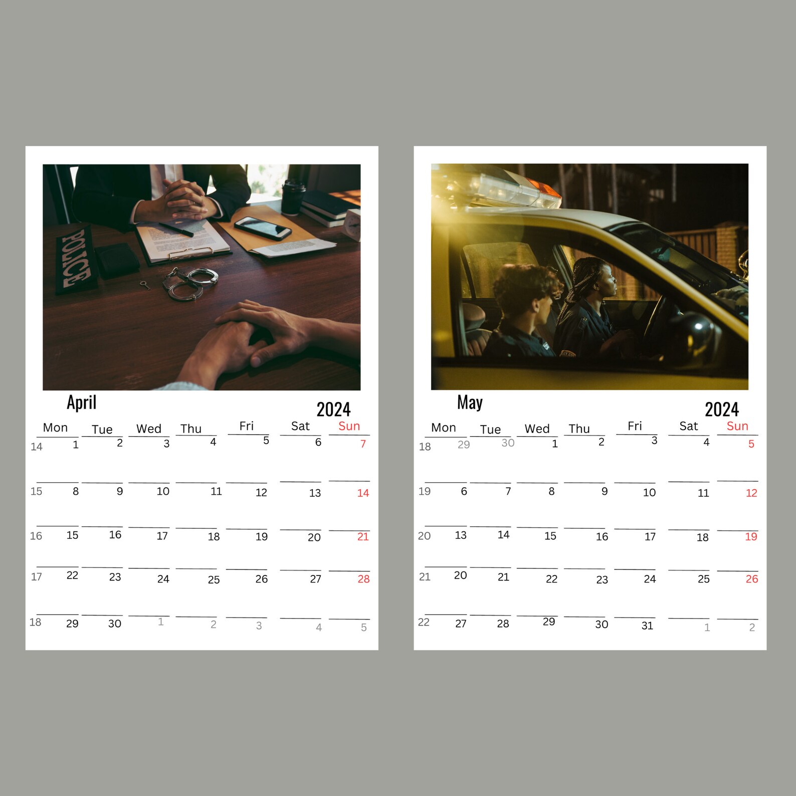 Police Officer Wall Calendar 2025 Etsy