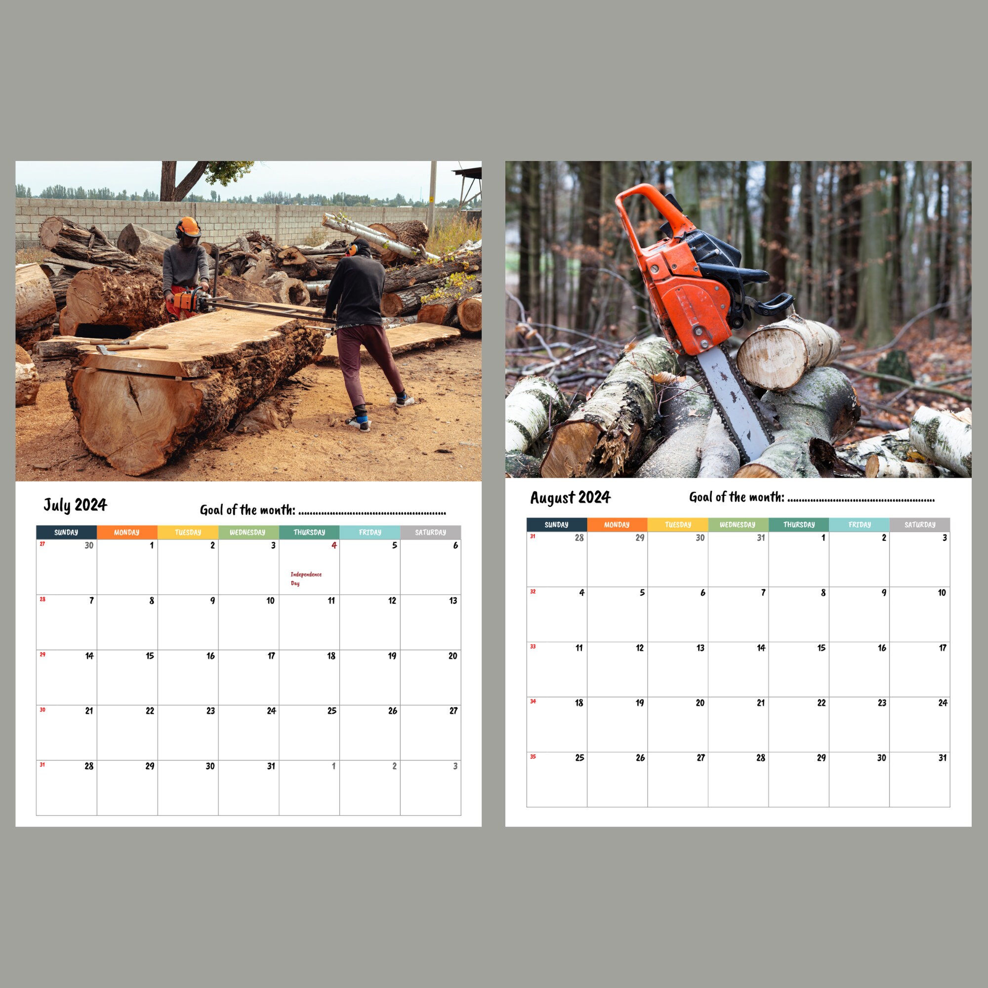Lumberjack Wall Calendar 2024 Etsy