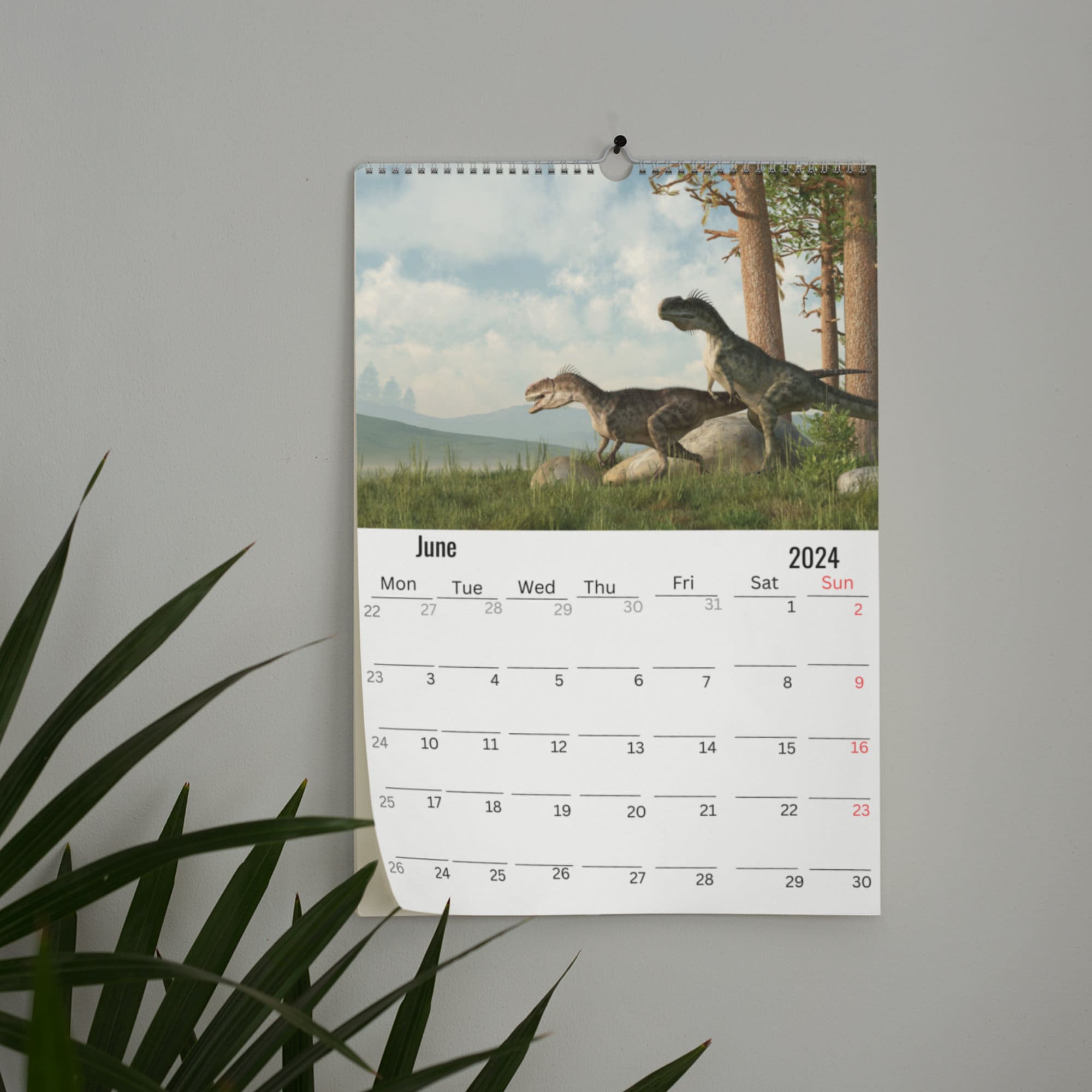Dinosaur Wall Calendar 2024 Etsy